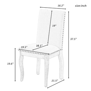 English Elm Trexm High Back Upholstered Dining Chairs with Nailhead Trim Rubberwood Legs Set of 2 Antique White N715P390431D