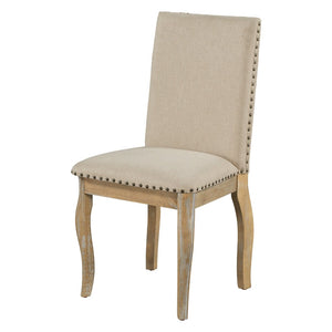 English Elm Trexm High Back Upholstered Dining Chairs with Nailhead Trim Rubberwood Legs Set of 2 Natural Wood Wash N715P390431E