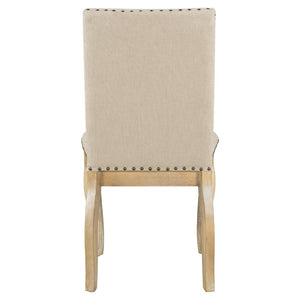 English Elm Trexm High Back Upholstered Dining Chairs with Nailhead Trim Rubberwood Legs Set of 2 Natural Wood Wash N715P390431E