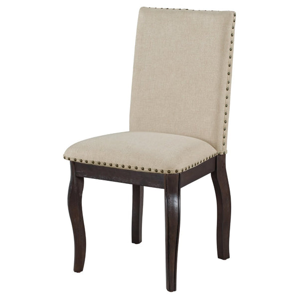 English Elm Trexm High Back Upholstered Dining Chairs with Nailhead Trim Rubberwood Legs Set of 2 Espresso N715P390431P