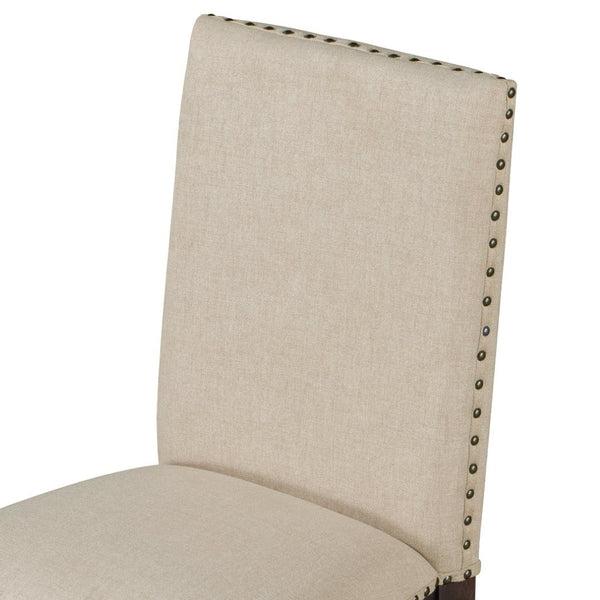 English Elm Trexm High Back Upholstered Dining Chairs with Nailhead Trim Rubberwood Legs Set of 2 Espresso N715P390431P