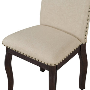 English Elm Trexm High Back Upholstered Dining Chairs with Nailhead Trim Rubberwood Legs Set of 2 Espresso N715P390431P