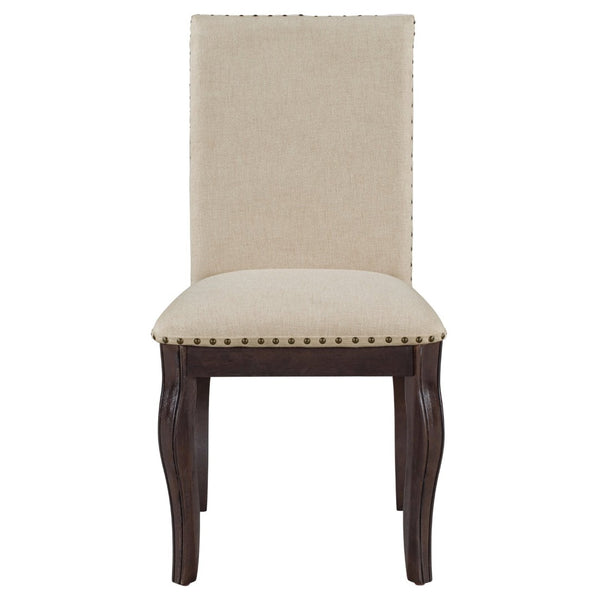 English Elm Trexm High Back Upholstered Dining Chairs with Nailhead Trim Rubberwood Legs Set of 2 Espresso N715P390431P