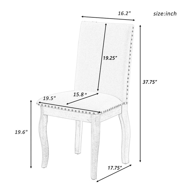 English Elm Trexm High Back Upholstered Dining Chairs with Nailhead Trim Rubberwood Legs Set of 2 Espresso N715P390431P