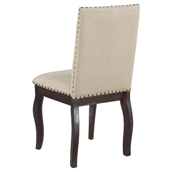 English Elm Trexm High Back Upholstered Dining Chairs with Nailhead Trim Rubberwood Legs Set of 2 Espresso N715P390431P