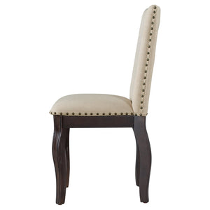 English Elm Trexm High Back Upholstered Dining Chairs with Nailhead Trim Rubberwood Legs Set of 2 Espresso N715P390431P