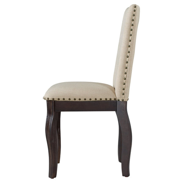 English Elm Trexm High Back Upholstered Dining Chairs with Nailhead Trim Rubberwood Legs Set of 2 Espresso N715P390431P