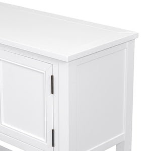 English Elm Trexm Cambridge Vintage Pine Console Table Four Drawers Open Shelf Entryway Storage White N715P415310A