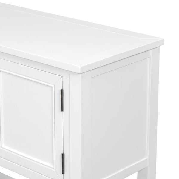 English Elm Trexm Cambridge Vintage Pine Console Table Four Drawers Open Shelf Entryway Storage White N715P415310A