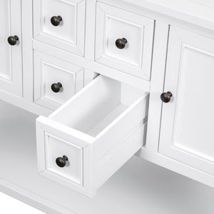 English Elm Trexm Cambridge Vintage Pine Console Table Four Drawers Open Shelf Entryway Storage White N715P415310A