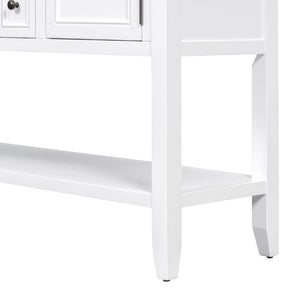 English Elm Trexm Cambridge Vintage Pine Console Table Four Drawers Open Shelf Entryway Storage White N715P415310A
