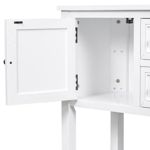 English Elm Trexm Cambridge Vintage Pine Console Table Four Drawers Open Shelf Entryway Storage White N715P415310A