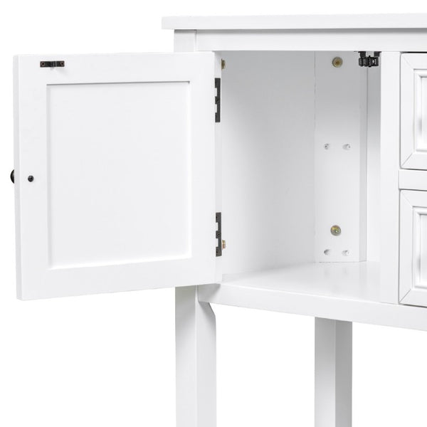 English Elm Trexm Cambridge Vintage Pine Console Table Four Drawers Open Shelf Entryway Storage White N715P415310A