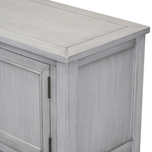 English Elm Trexm Cambridge Vintage Pine Console Table Four Drawers Open Shelf Entryway Storage Antique Gray N715P415310E