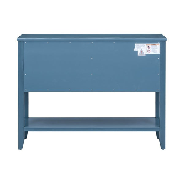 English Elm Trexm Cambridge Vintage Pine Console Table Four Drawers Open Shelf Entryway Storage Light Navy N715P415310H