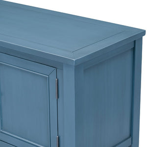 English Elm Trexm Cambridge Vintage Pine Console Table Four Drawers Open Shelf Entryway Storage Light Navy N715P415310H