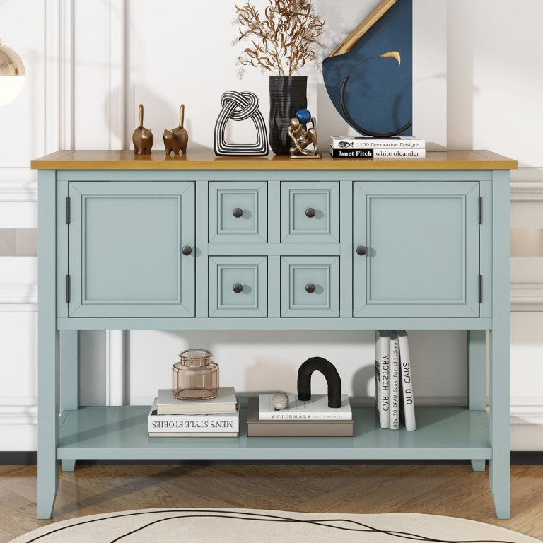 English Elm Trexm Cambridge Vintage Pine Console Table with Four Drawers and Shelf for Entryway N715P415310K