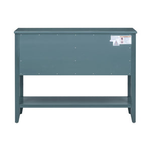 English Elm Trexm Cambridge Vintage Pine Console Table Four Drawers Open Shelf Entryway Storage Dark Blue N715P415310M