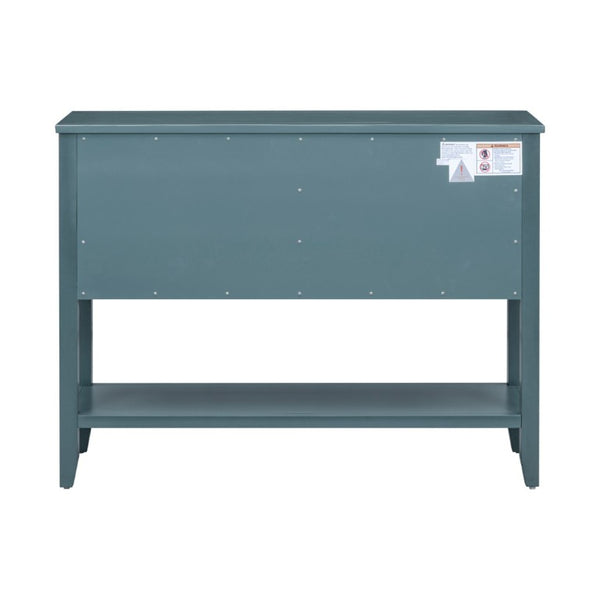 English Elm Trexm Cambridge Vintage Pine Console Table Four Drawers Open Shelf Entryway Storage Dark Blue N715P415310M