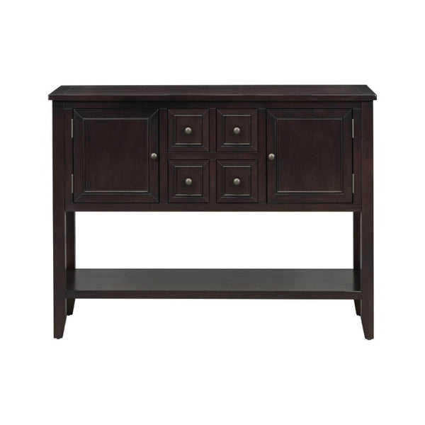 English Elm Trexm Cambridge Vintage Pine Console Table Four Drawers Open Shelf Entryway Storage Espresso N715P415310P