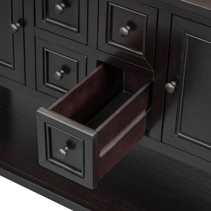 English Elm Trexm Cambridge Vintage Pine Console Table Four Drawers Open Shelf Entryway Storage Espresso N715P415310P