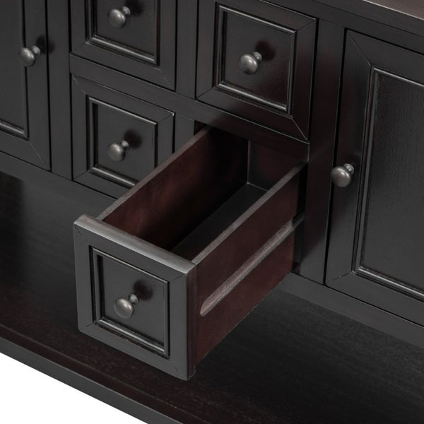 English Elm Trexm Cambridge Vintage Pine Console Table Four Drawers Open Shelf Entryway Storage Espresso N715P415310P