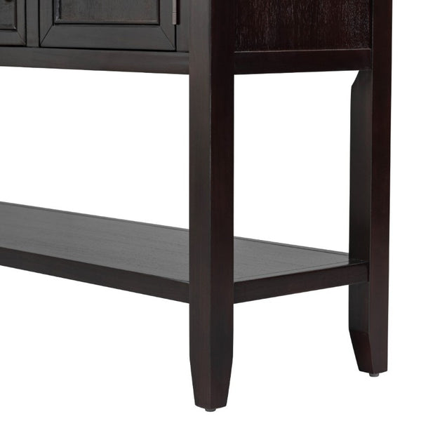 English Elm Trexm Cambridge Vintage Pine Console Table Four Drawers Open Shelf Entryway Storage Espresso N715P415310P