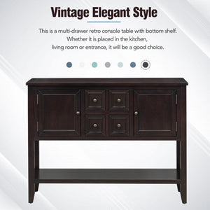 English Elm Trexm Cambridge Vintage Pine Console Table Four Drawers Open Shelf Entryway Storage Espresso N715P415310P