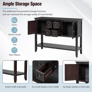 English Elm Trexm Cambridge Vintage Pine Console Table Four Drawers Open Shelf Entryway Storage Espresso N715P415310P