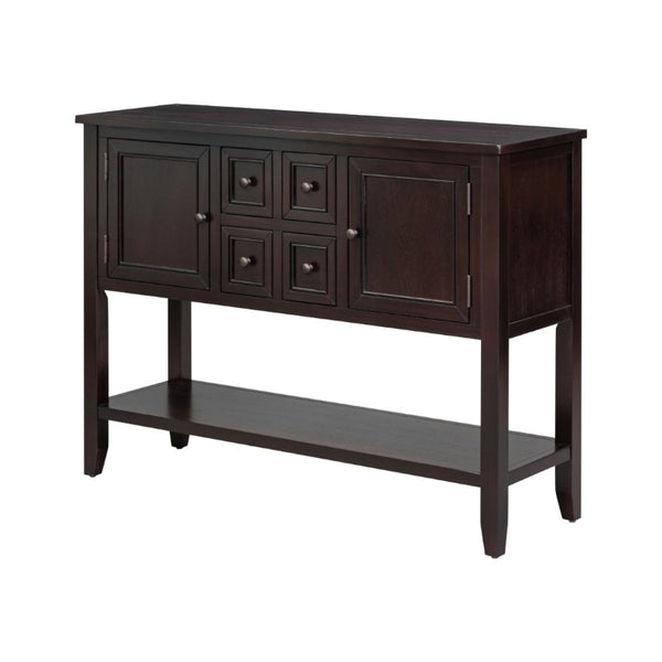 English Elm Trexm Cambridge Vintage Pine Console Table Four Drawers Open Shelf Entryway Storage Espresso N715P415310P
