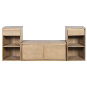 English Elm Trexm Cushioned Mudroom Bench with Flip Compartments Drawers and Open Shelving Brown N715P437150D