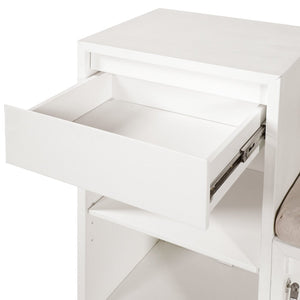 English Elm Trexm Cushioned Mudroom Bench with Flip Compartments Drawers and Open Shelving White N715P437150K
