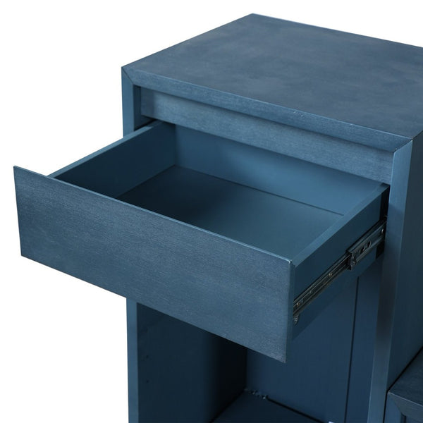 English Elm Trexm Cushioned Mudroom Bench with Flip Compartments Drawers and Open Shelving Antique Navy N715P437150M