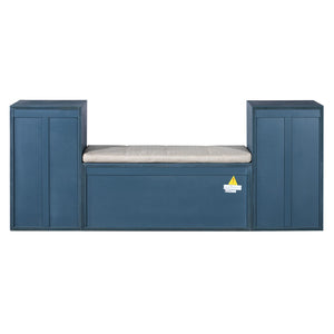 English Elm Trexm Cushioned Mudroom Bench with Flip Compartments Drawers and Open Shelving Antique Navy N715P437150M