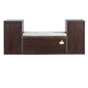 English Elm Trexm Cushioned Mudroom Bench with Flip Compartments Drawers and Open Shelving Espresso N715P437150P