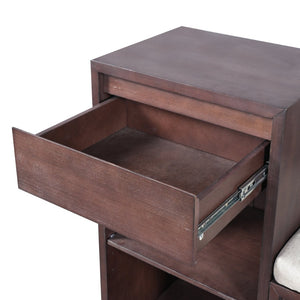 English Elm Trexm Cushioned Mudroom Bench with Flip Compartments Drawers and Open Shelving Espresso N715P437150P