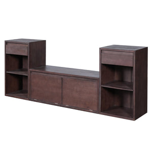 English Elm Trexm Cushioned Mudroom Bench with Flip Compartments Drawers and Open Shelving Espresso N715P437150P