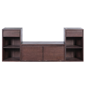 English Elm Trexm Cushioned Mudroom Bench with Flip Compartments Drawers and Open Shelving Espresso N715P437150P