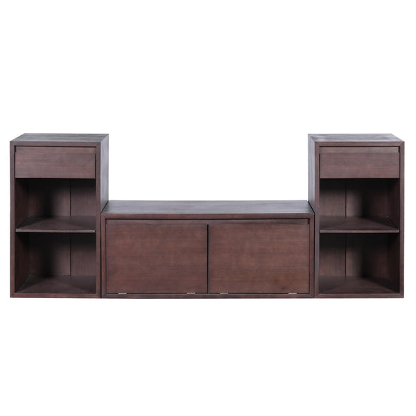 English Elm Trexm Cushioned Mudroom Bench with Flip Compartments Drawers and Open Shelving Espresso N715P437150P