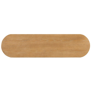 English Elm Trexm Fluted Oval Entryway Table Rubberwood Frame Two Drawers Open Bottom Shelf Natural N715P458125N