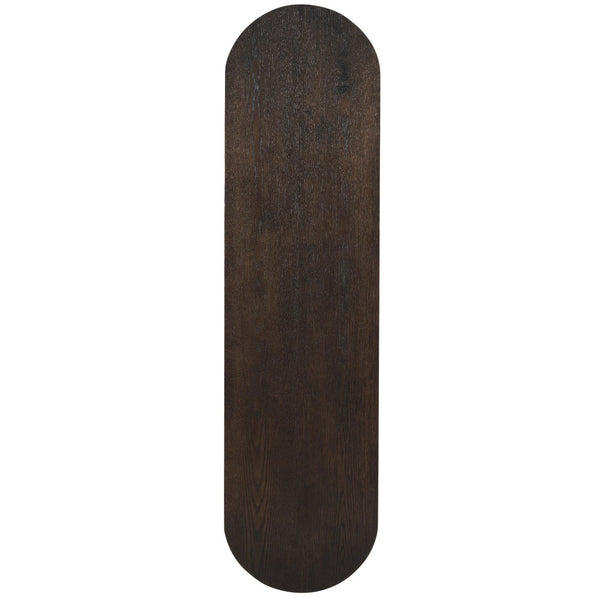 English Elm Trexm Fluted Oval Entryway Table Rubberwood Frame Two Drawers Open Bottom Shelf Espresso N715P458125P