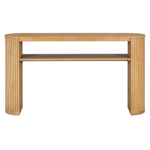 English Elm Trexm Fluted Leg Ash Veneer Console Table Farmhouse Oval Top Open Shelf Entryway Natural N715P462622N