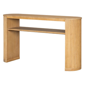 English Elm Trexm Fluted Leg Ash Veneer Console Table Farmhouse Oval Top Open Shelf Entryway Natural N715P462622N