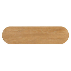 English Elm Trexm Fluted Leg Ash Veneer Console Table Farmhouse Oval Top Open Shelf Entryway Natural N715P462622N