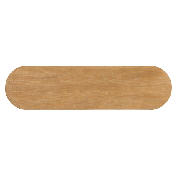 English Elm Trexm Fluted Leg Ash Veneer Console Table Farmhouse Oval Top Open Shelf Entryway Natural N715P462622N