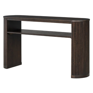 English Elm Trexm Fluted Leg Ash Veneer Console Table Farmhouse Oval Top Open Shelf Entryway Espresso N715P462622P