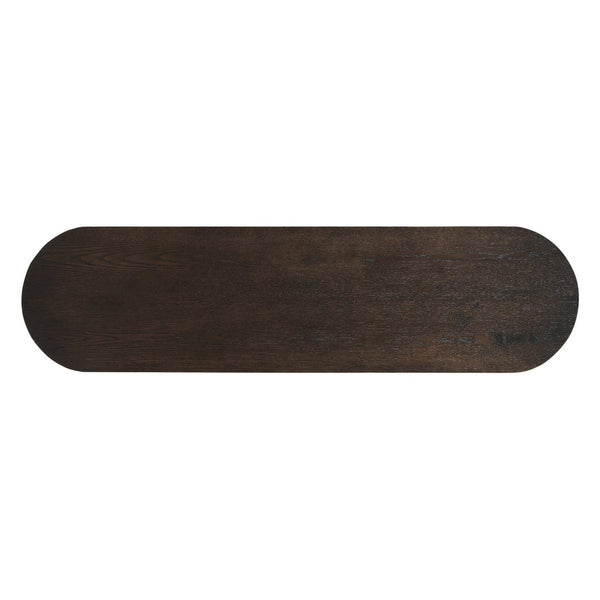 English Elm Trexm Fluted Leg Ash Veneer Console Table Farmhouse Oval Top Open Shelf Entryway Espresso N715P462622P