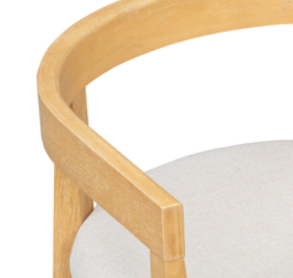 English Elm Trexm Sculptural Arm Dining Chairs Rubberwood Frame Padded Upholstered Seat Pair Natural Set of 2 N715P466151N