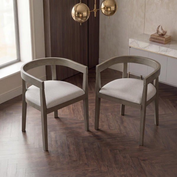 English Elm Trexm Sculptural Arm Dining Chairs Rubberwood Frame Padded Upholstered Seat Pair Espresso Set of 2 N715P466151P
