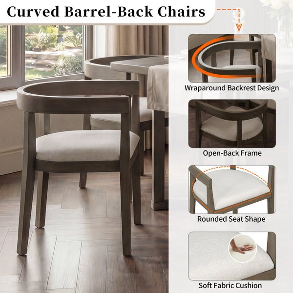 English Elm Trexm Sculptural Arm Dining Chairs Rubberwood Frame Padded Upholstered Seat Pair Espresso Set of 2 N715P466151P